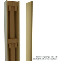 Ekena Millwork 16 W 5'H Rough Sawn Endurathane Fau Wood Wood Non-Tapered Square Column Wrap со стандарден капитал и база