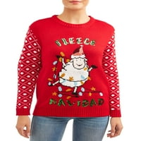 Среќна Божиќна женска женска Флева Навидад Грден Божиќен џемпер