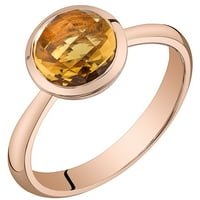 Ораво 1. КТ тркалезна форма на цитрин солитер прстен во злато од роза од 14 килограми