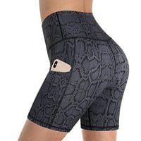 Blueek шорцеви за женски летни истегнувања на јога хеланки леопард печати фитнес за спортски спортски спортски кратки панталони