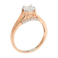 Завет и засекогаш персонализиран невестински 14к розово злато над стерлинг сребро брилијантен бел топаз врежан венчален прстен