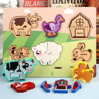 Играчка за загатки За животни Едукативна Живописна Симпатична Детска Табла ЗА Рачно Зграпчување 3д Загатка За Животни ЗА Забава