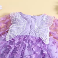 Ламузаа Деца Бебе Девојка Принцеза Фустан Падне Елегантен Пеперутка Долги Ракави Фустан За Дете Пролет Облека