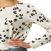 Уникатни поволни цени, женски леопард леопард печати долги ракави меки блузи