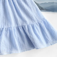 Женски Слободно Сонце Швајцарски Точки Пеп Полите Фустан Светло Сина XL