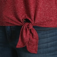 Women'sенски долг ракав плетен врв со чипка на чипка