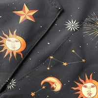 Фустани За Жени Жени Плус Големина Сонце Ѕвезди Месечина Печатење Без Ракави Гроздобер Боемски Макси Фустан