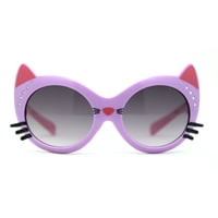 Девојки Детска Големина Маче Мачка Уво Мустаќи Тркалезни Пластични Очила За Сонце Чад Од Лаванда