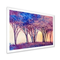 ДизајнАрт „Шарени сини дрвја Апстрактни шумски пејзаж“ модерен врамен уметнички принт