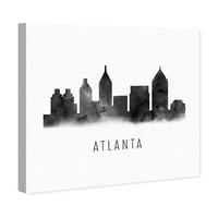 Пистата Авенија Градови и Skylines wallидни уметности платно печати „Атланта акварел“ во САД - црна, бела боја