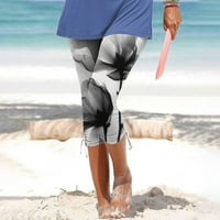 Womenенски удобни исечени слободни временски панталони за џемпери јога панталони сива големина xl