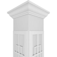Ekena Millwork 10 W 9'H Craftsman Classic Square Non-Tapered San Antonio Mission Style Fretwork Column W Crown Capital & Crown