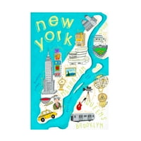 Карла Дејли „Илустрирани државни мапи во Newујорк“ платно уметност