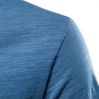 Обичен плус големина есен машка модна обична цврста боја памук V врат кратка ракав маица врв