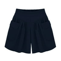 хуаи жени плус големина цврсти лабави жешки панталони џебови лејди лето обични шорцеви њујорк л обични панталони за жени морнарица