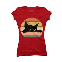 Мачка Мета Ретро Стил Јуниори Црвена Графичка Маичка-Дизајн Од Луѓе XL