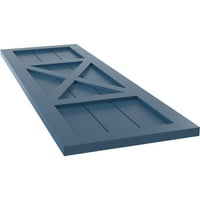 Ekena Millwork 18 W 39 H True Fit PVC Center X-Board Farmhouse Fixed Mount Sulters, Sojourn Blue